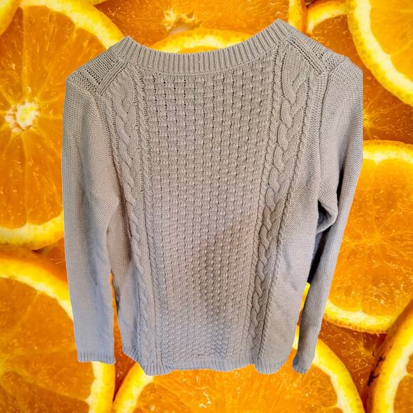 J. Crew Tan Cable Knit Crew Neck Long Sleeve Sweater Size Small - Picture 5 of 7